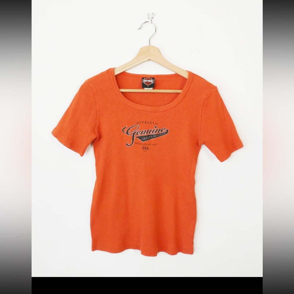 Harley-Davidson Ribbed Orange Short Sleeve Tee